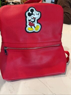 Disney Red Mickey Mouse Patch Backpack with Yellow Accents